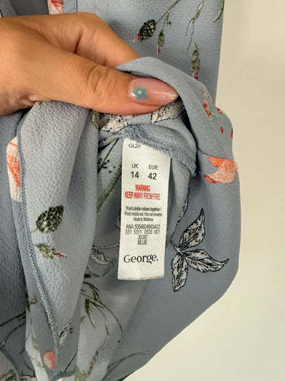 George floral blue blouse, photo 4 of 4