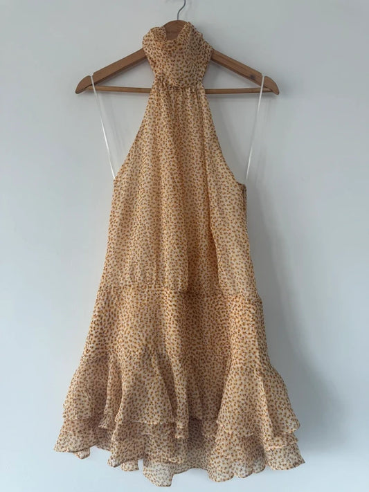Zara yellow sunflower halter neck dress, preloved
