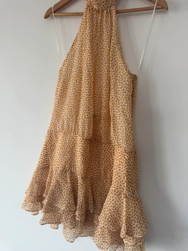 Zara yellow sunflower halter neck dress, photo 3 of 5