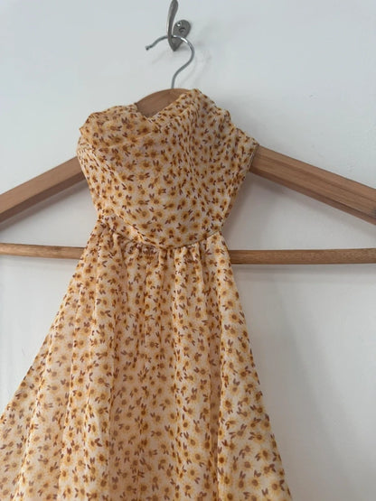 Zara yellow sunflower halter neck dress, photo 4 of 5