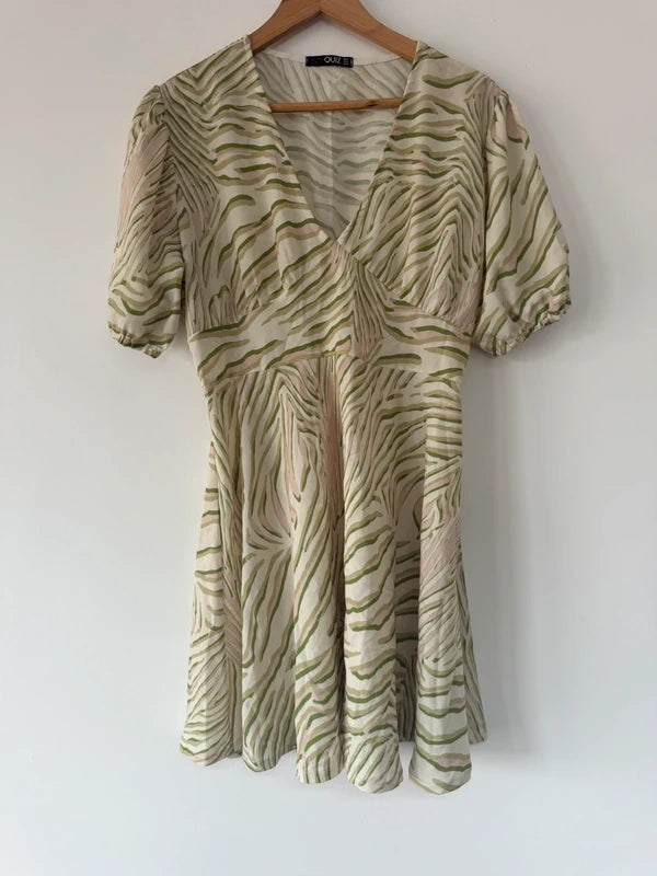 Quiz green print summer dress, preloved