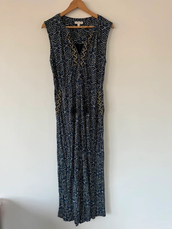 Monsoon navy patterned jumpsuit, preloved