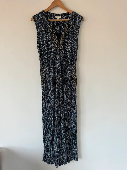 Monsoon navy patterned jumpsuit, preloved