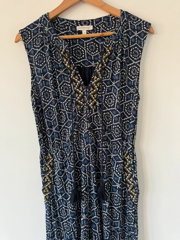Monsoon navy patterned jumpsuit, photo 2 of 5