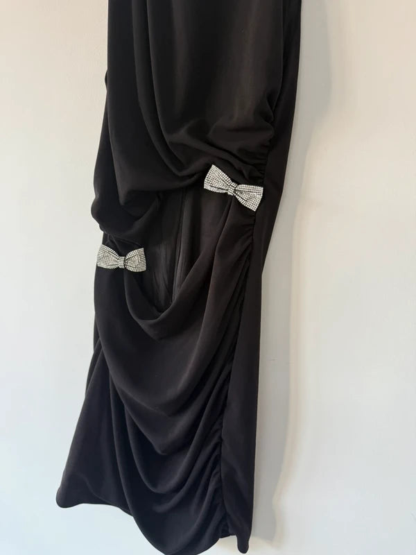 Zara black cut out silver bow mini dress, photo 3 of 5