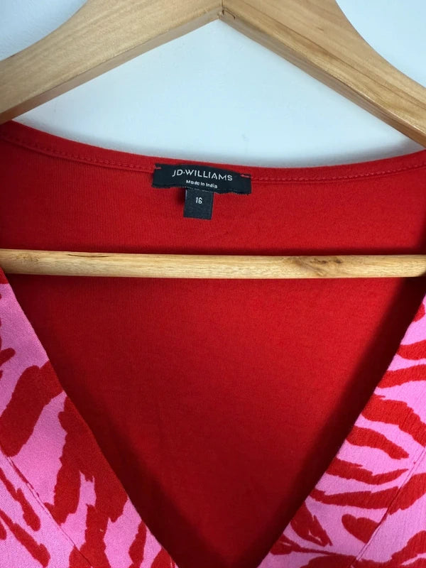 JD Williams pink and red print top, photo 3 of 5
