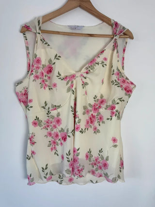 Evie yellow and pink floral blouse, preloved