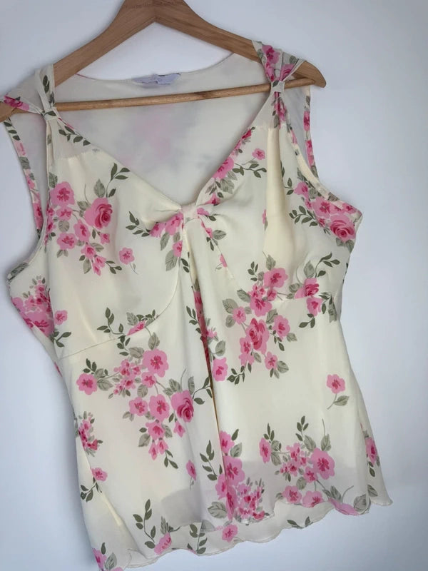 Evie yellow and pink floral blouse, photo 3 of 5