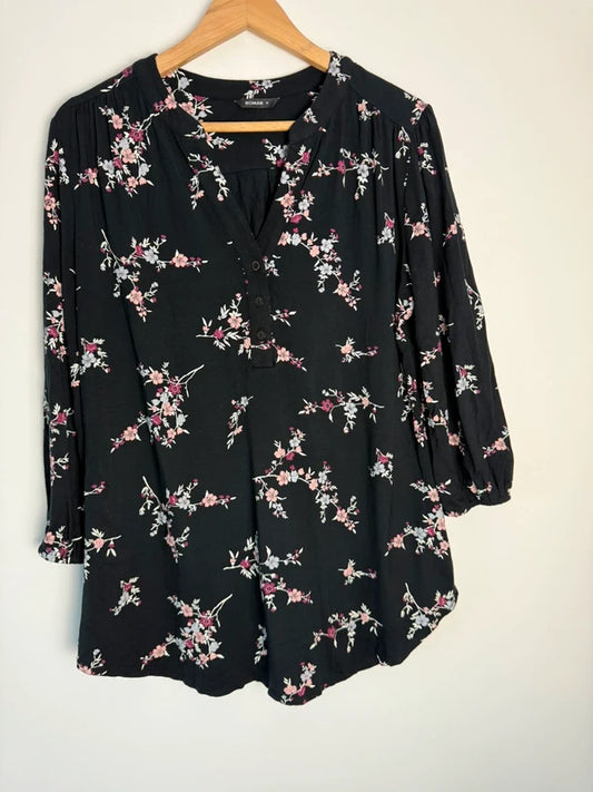 Roman black floral top, preloved