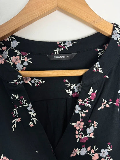Roman black floral top, photo 3 of 4