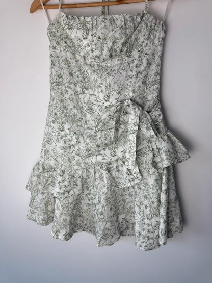 Shein white and green floral patterned dress, photo 3 of 5