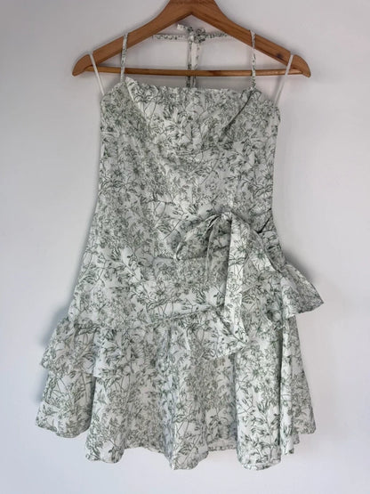 Shein white and green floral patterned dress, photo 4 of 5
