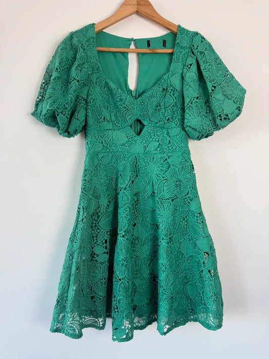 Lipsy green lace smock dress, preloved