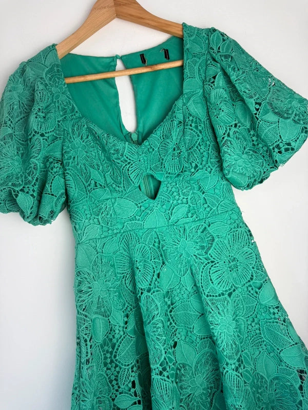 Lipsy green lace smock dress, photo 5 of 5