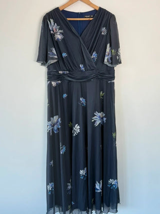 Shein curve navy blue floral design, preloved