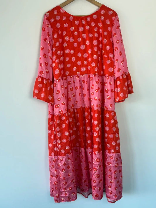 Shein pink and red leopard print dress, preloved