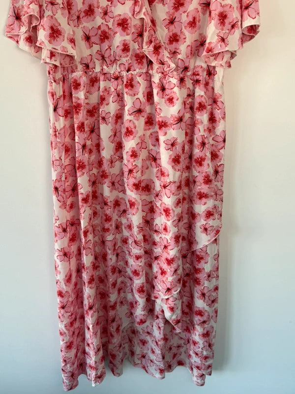 Shein pink maxi dress floral, photo 3 of 5