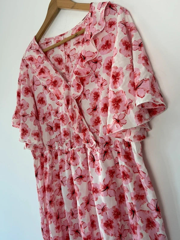 Shein pink maxi dress floral, photo 4 of 5