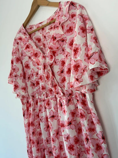 Shein pink maxi dress floral, photo 4 of 5