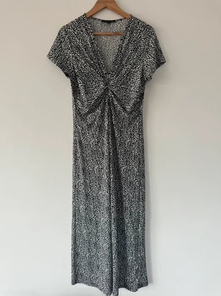 Nick verreos black and white print long dress, preloved