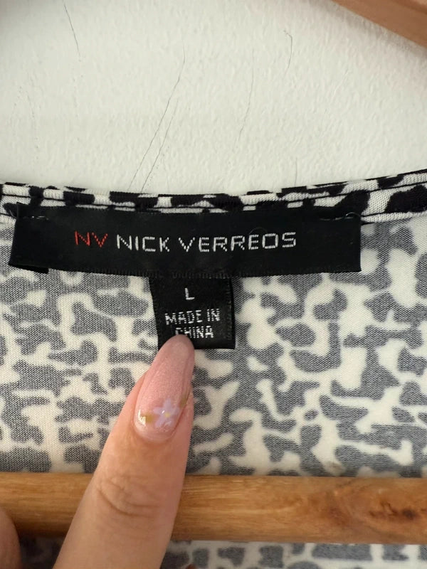 Nick verreos black and white print long dress, photo 3 of 4