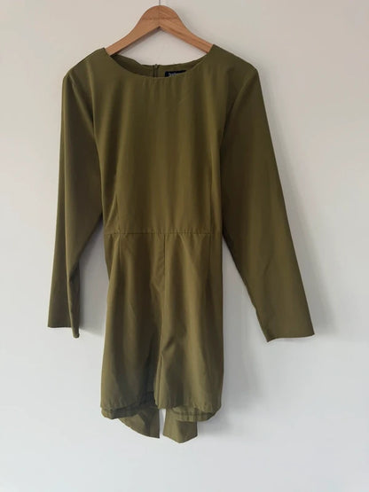 Boohoo khaki green playsuit, preloved