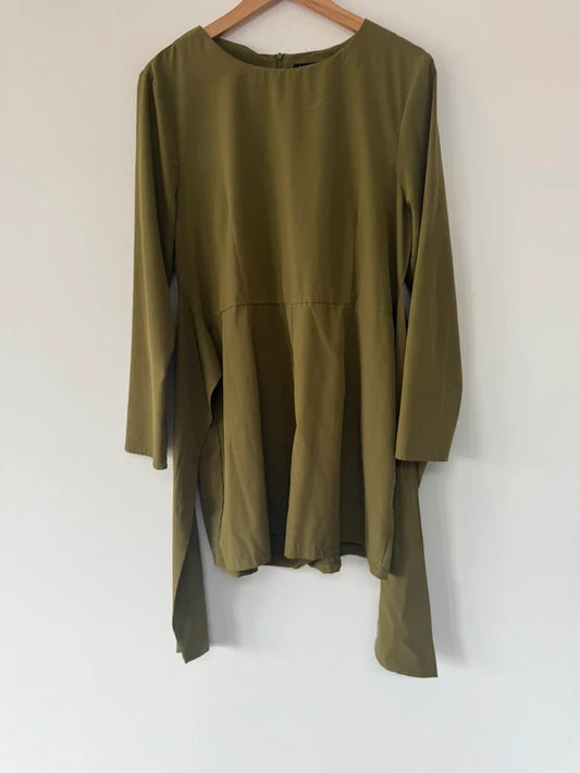 Boohoo khaki green playsuit, photo 2 of 4