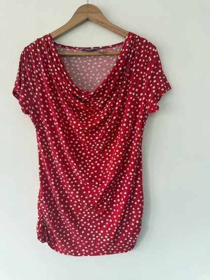 Red polka dot short sleeved top TU, photo 2 of 5