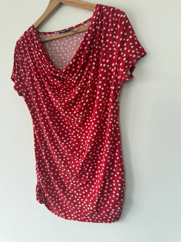 Red polka dot short sleeved top TU, photo 3 of 5