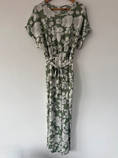 Shein green floral jumpsuit, preloved