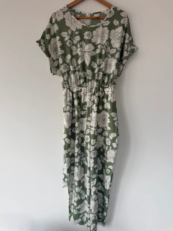Shein green floral jumpsuit, photo 3 of 4