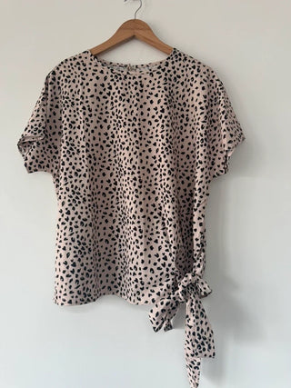 Beige and black printed top, preloved