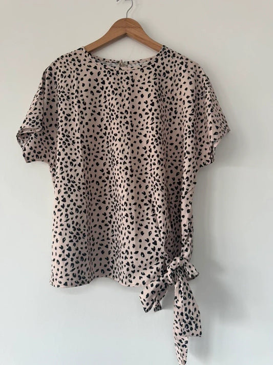 Beige and black printed top, preloved